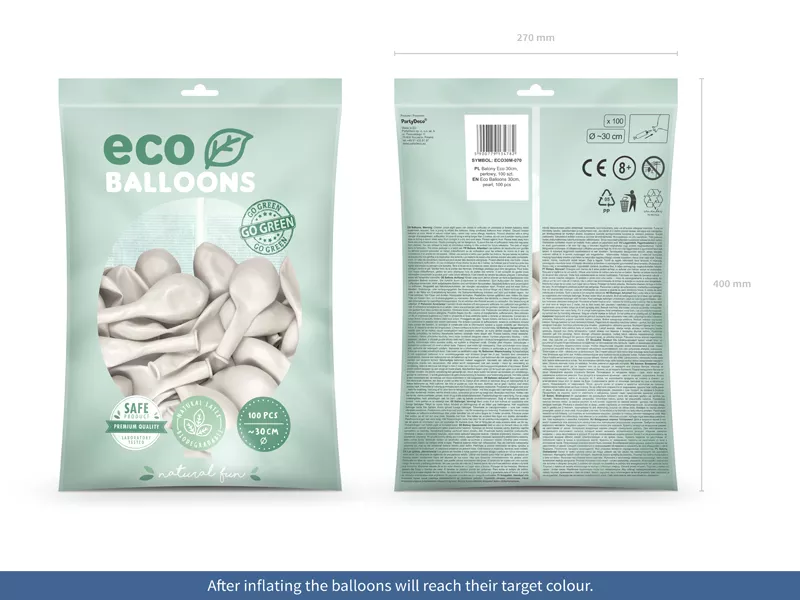 100 palloncini metallizzati eco bianco perla 30 cm
