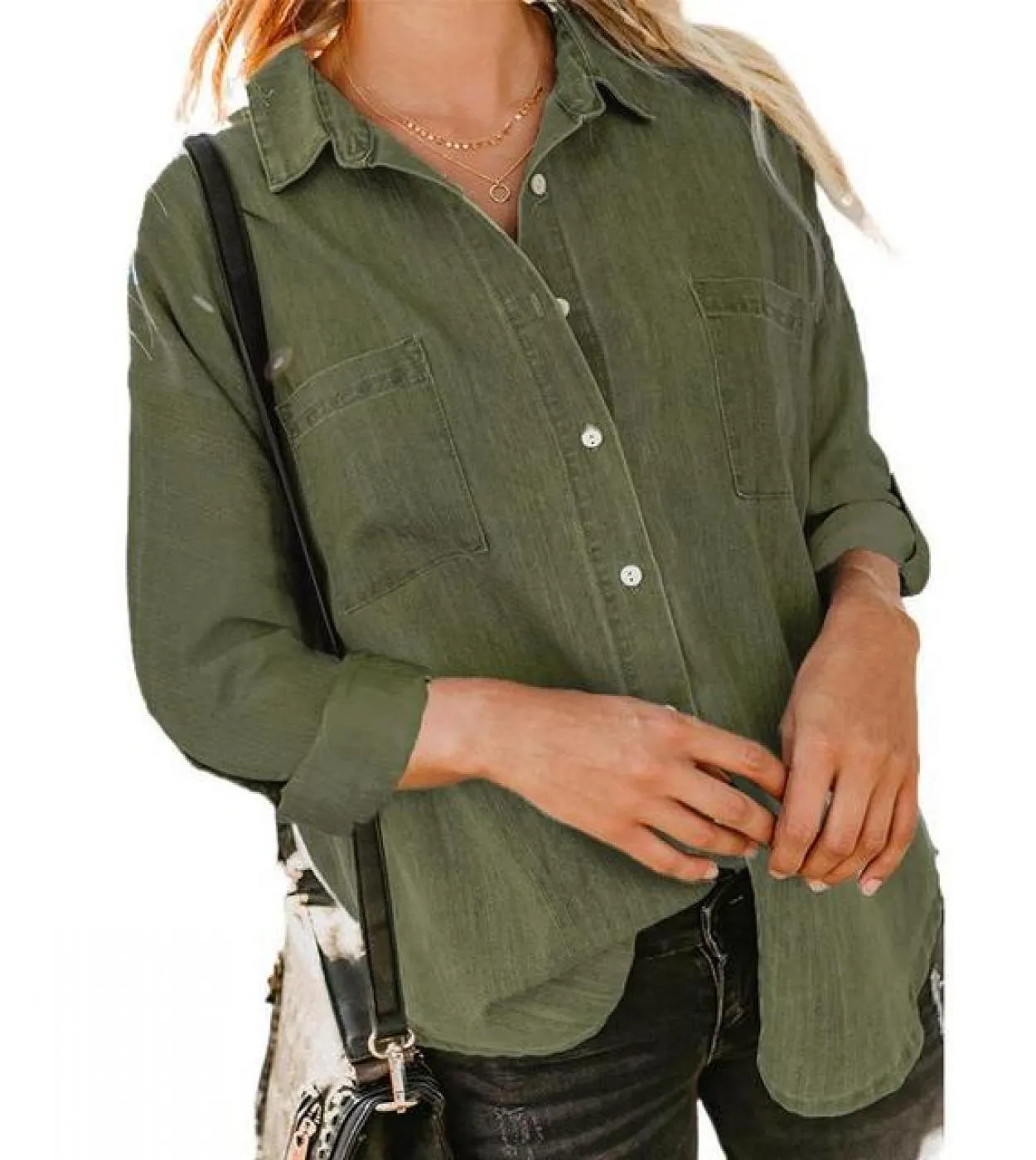 Camicetta di jeans vintage Top a maniche lunghe Casual sciolto Moda Donna Camicie di jeans Primavera Autunno Bottoni Abbigliamen