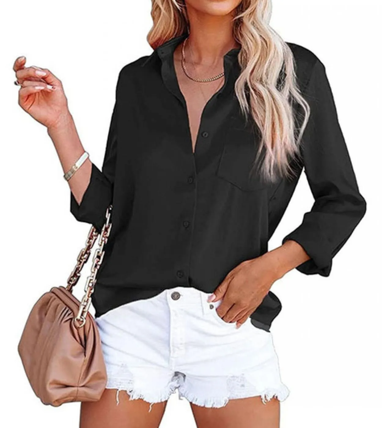Camicette eleganti in raso con colletto rovesciato da donna Camicie di seta a maniche lunghe vintage Camicia con bottoni 2022 To