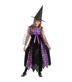 Costume strega viola con ragnetti argento tg. VII