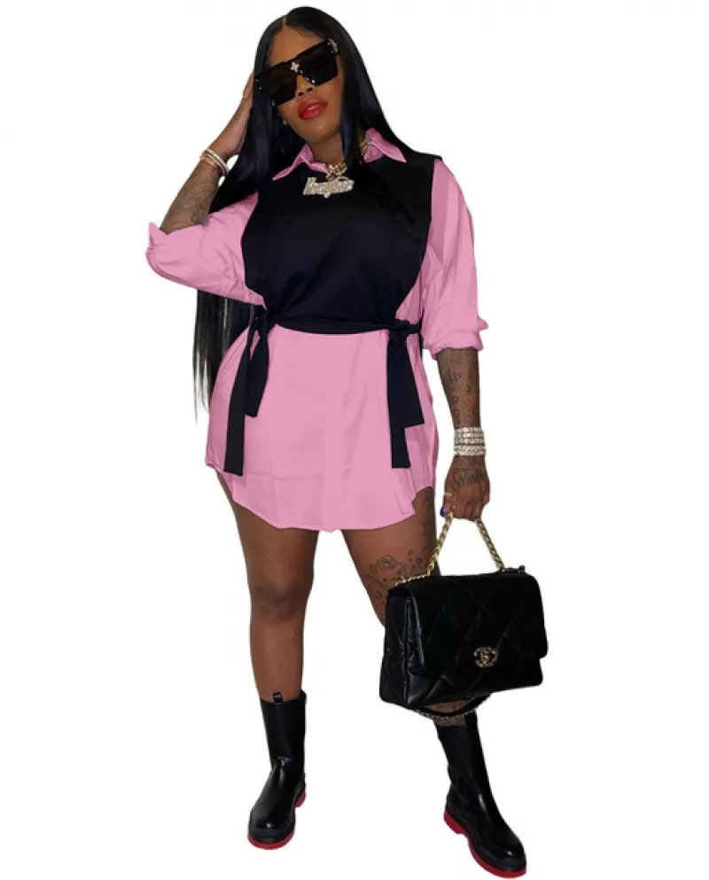 Cutuly Dress Women Mezza manica Abiti Street Collared Button Up Tshirt oversize Abiti Streetwear New Club Party 2