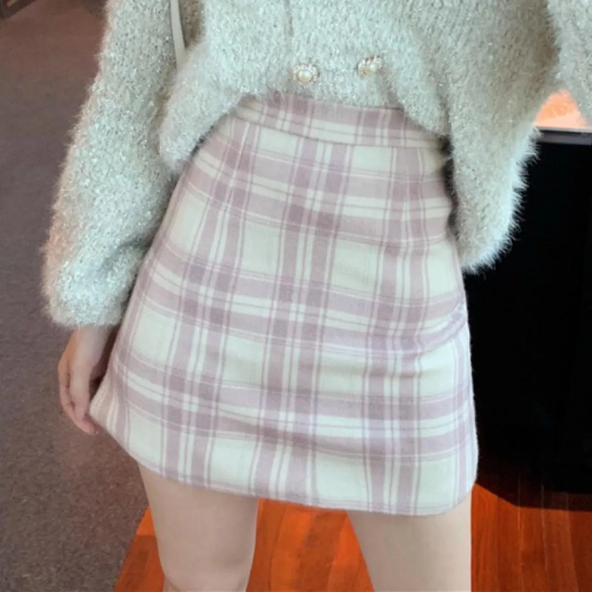 Gonne Donna Plaid Moda Autunno Inverno Tutte le partite Impero Mini Abbigliamento estetico Harajuku Studenti casual Faldas Mujer