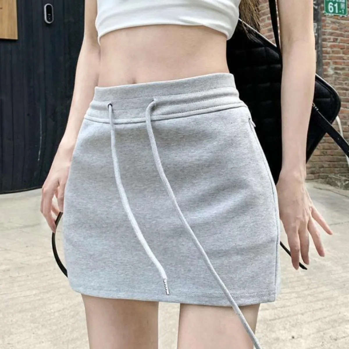 Gonne Donna Tinta unita Con lacci Classici Casual Moderni Nozioni di base aggraziate Stile giovane donna Tutti abbinabili Sempli