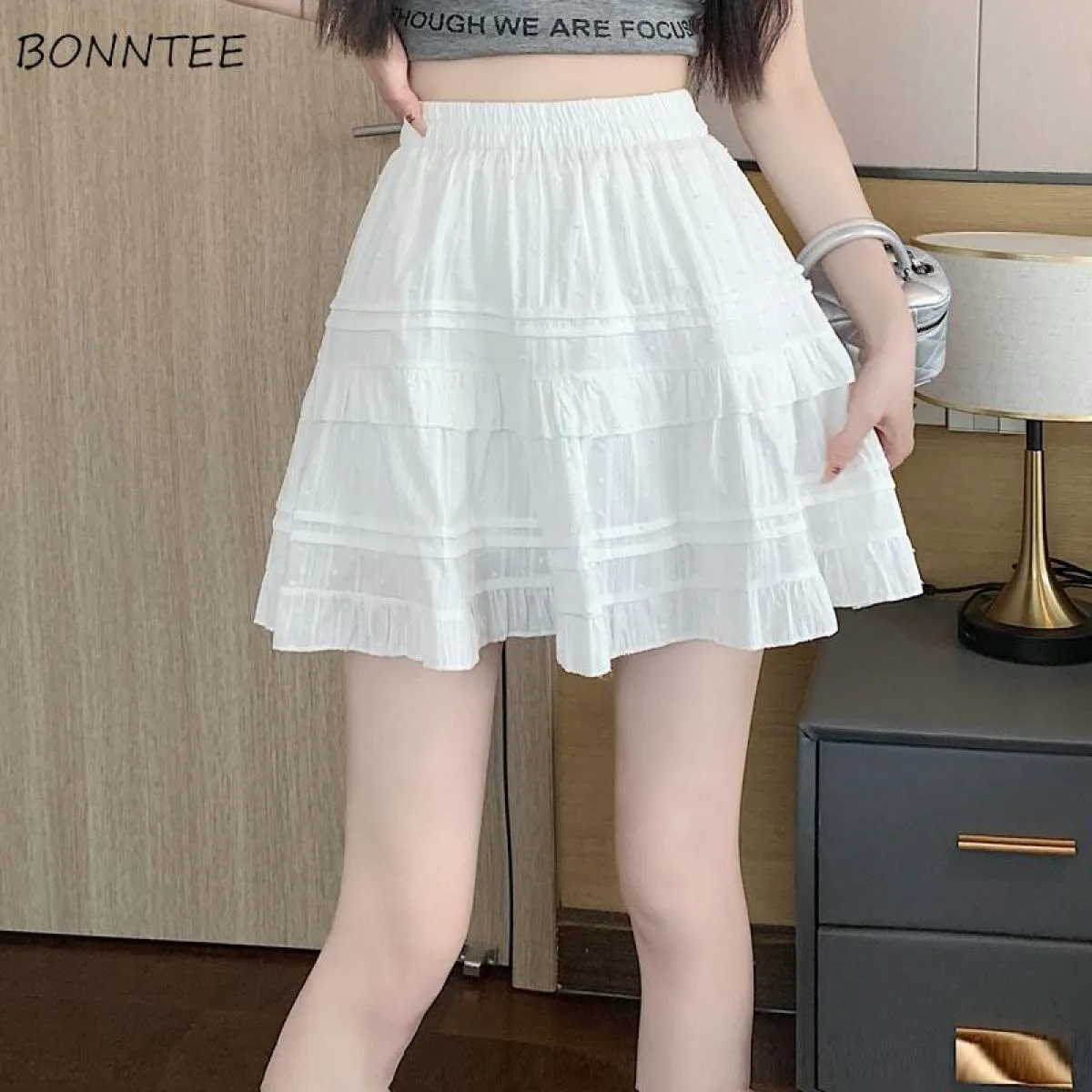 Kawaii Mini Gonne Donna Abito da ballo Estetico Commestibile Albero Fungo Stile Preppy Estate Vita alta Quotidiano Ragazza Stree
