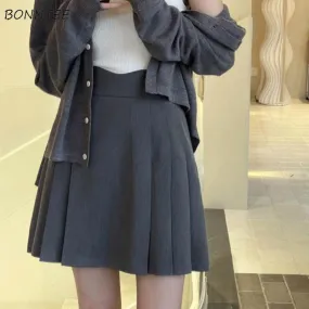 Mini Gonne A Pieghe Per Le Donne Solido Estate Tutte Le Partite Studenti Stile Preppy Moda Casual Classico Quotidiano Юбка Жен