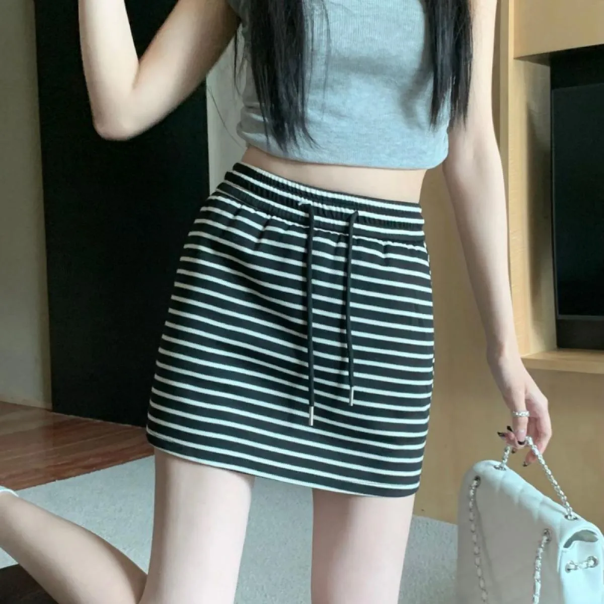 Mini gonne a righe donna Casual Harajuku Hotsweet nuova estate stile femminile moda streetwear affascinante tutto abbinato a una
