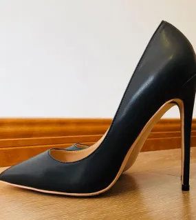 Tikicup Donna Décolleté nero opaco Décolleté con punta a punta Eleganti signore Slip On Tacchi alti 12108cm Abito classico forma