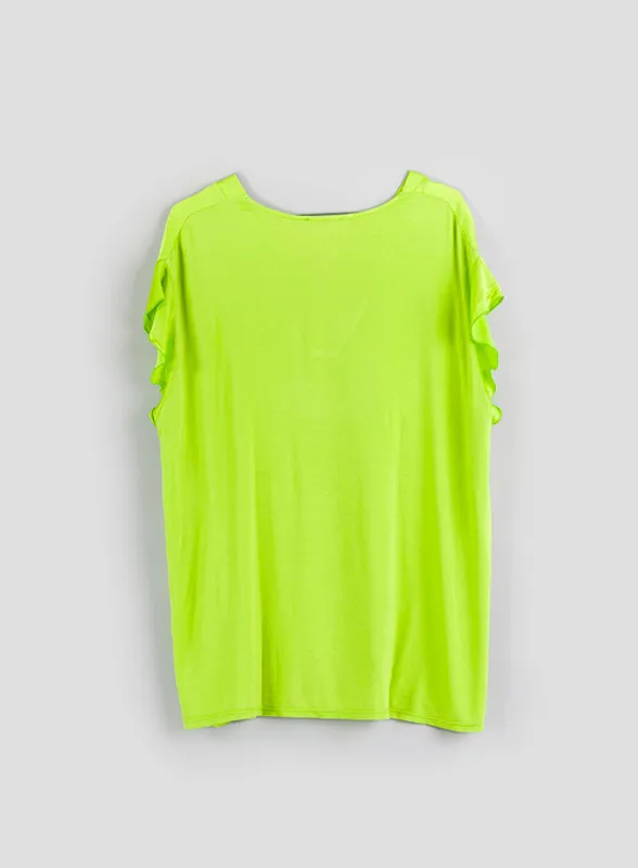Top donna con volant verde acido - Susy Star